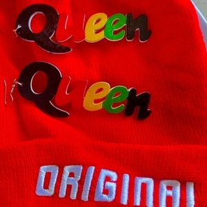 Wood Queen earrings Red Black yellow green jewelry.